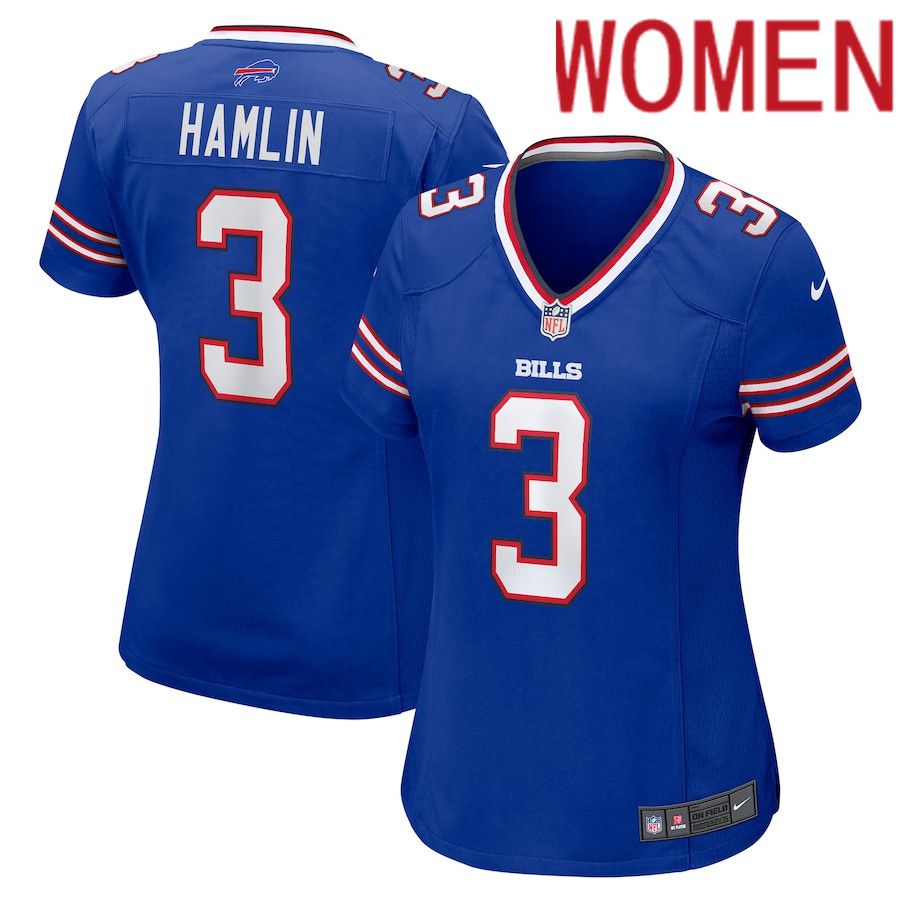 Women Buffalo Bills 3 Damar Hamlin Nike Royal Game NFL Jersey